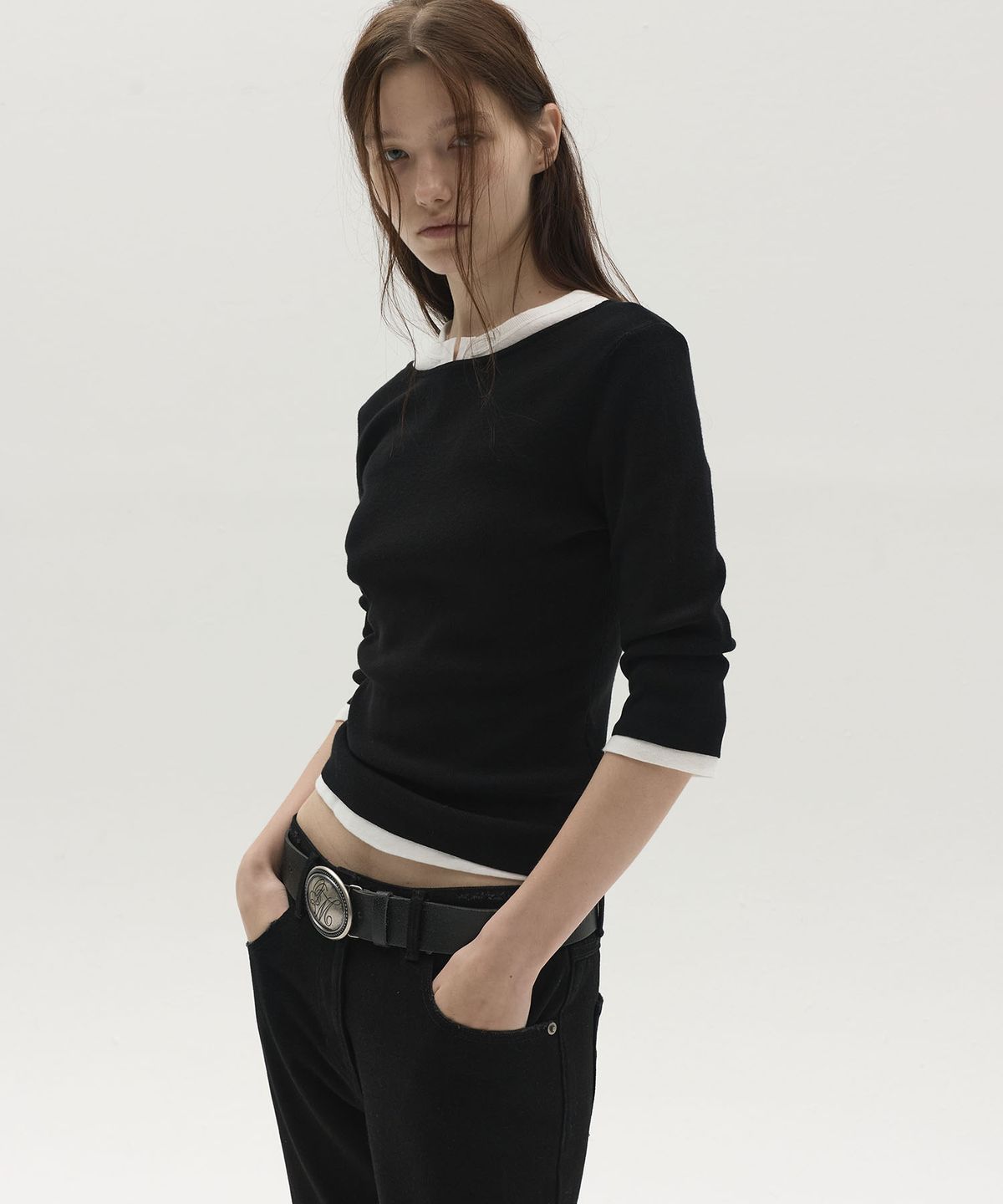 엘씨디씨티엠(LCDC™) CLASSIC BOAT NECK KNIT TOP (BLACK)