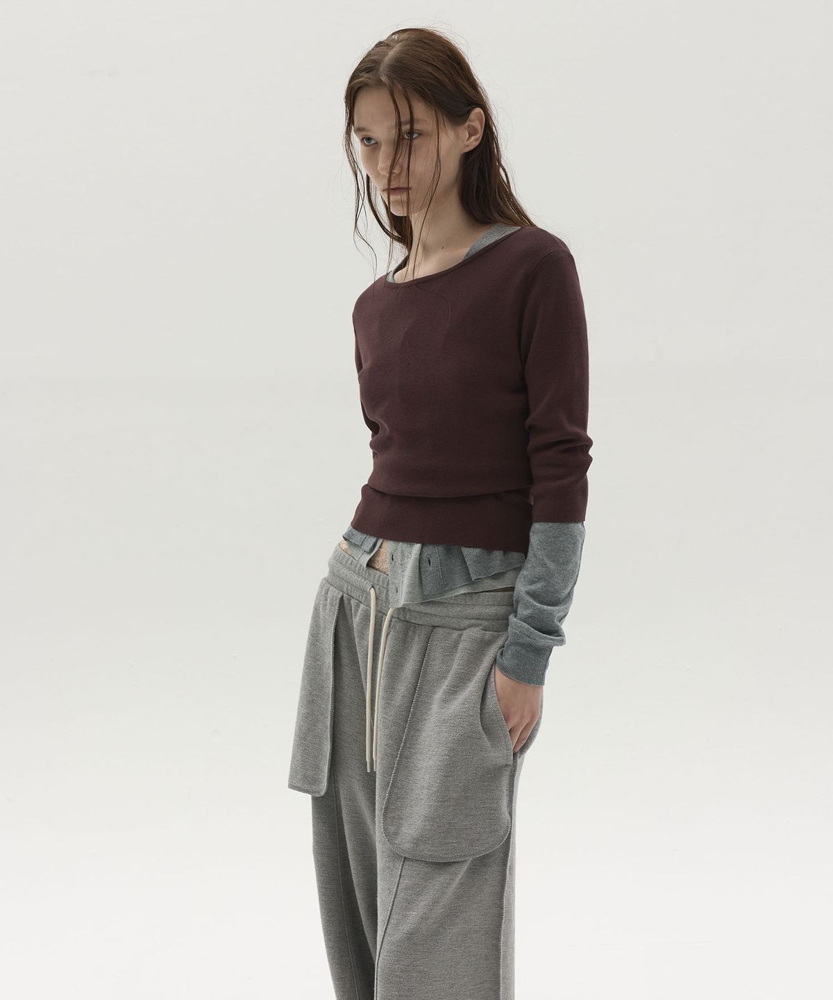 엘씨디씨티엠(LCDC™) CLASSIC BOAT NECK KNIT TOP (BURGUNDY)