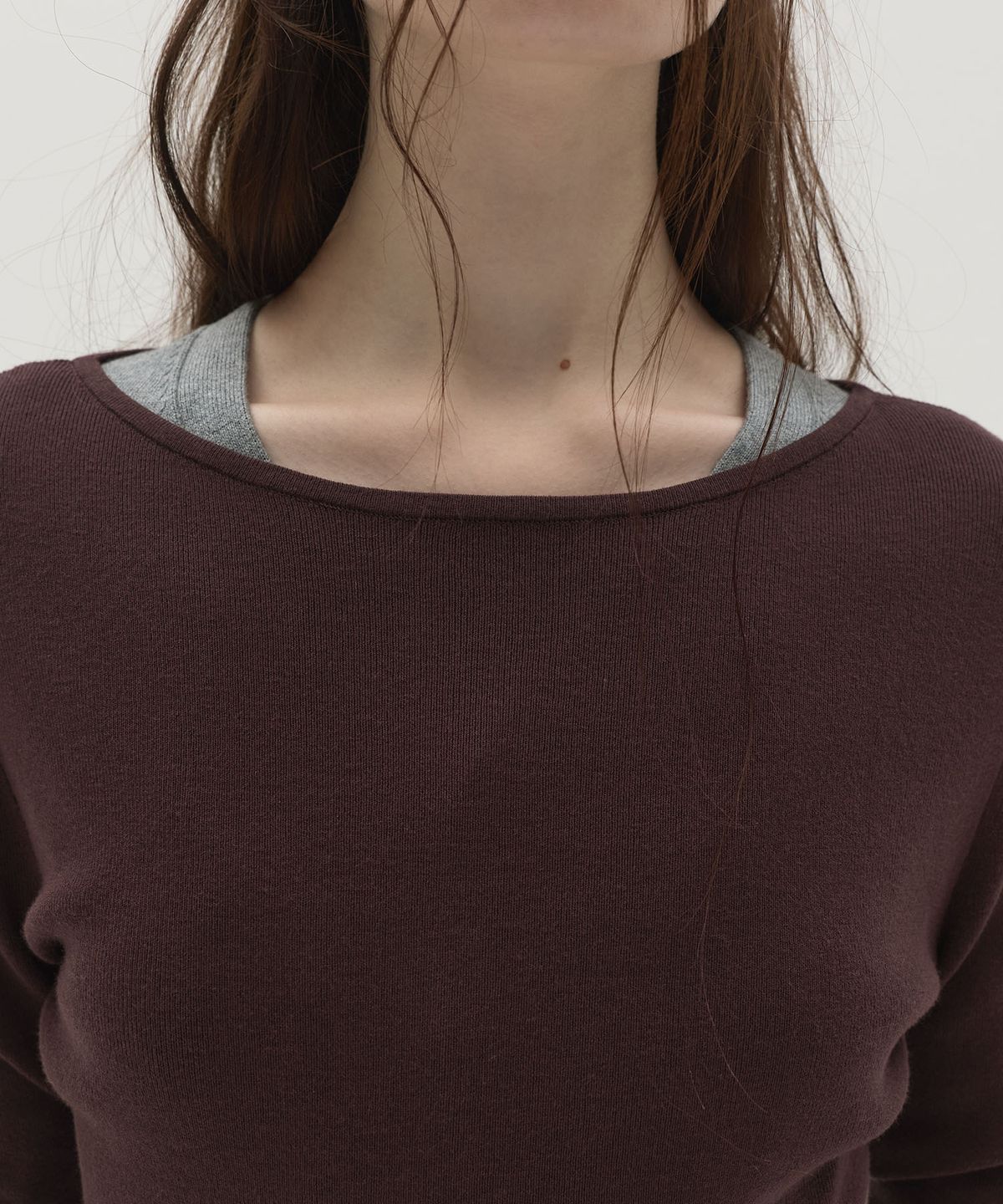 엘씨디씨티엠(LCDC™) CLASSIC BOAT NECK KNIT TOP (BURGUNDY)