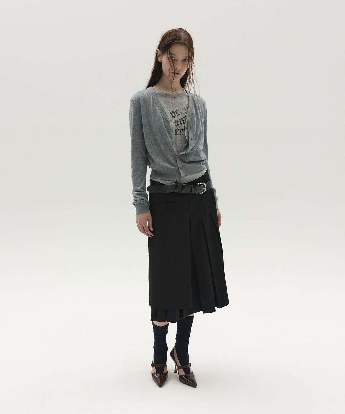 엘씨디씨티엠(LCDC™) ASYMMETRIC LAYERED CARDIGAN (GREY)