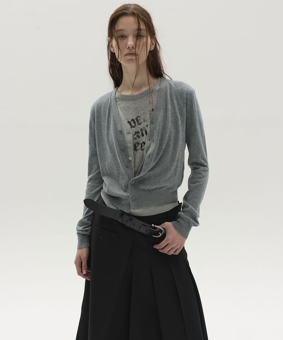 엘씨디씨티엠(LCDC™) ASYMMETRIC LAYERED CARDIGAN (GREY)