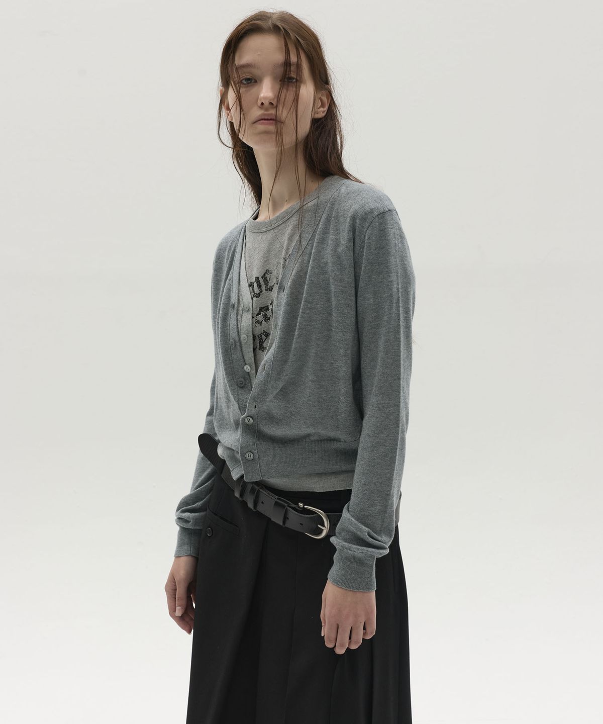 엘씨디씨티엠(LCDC™) ASYMMETRIC LAYERED CARDIGAN (GREY)