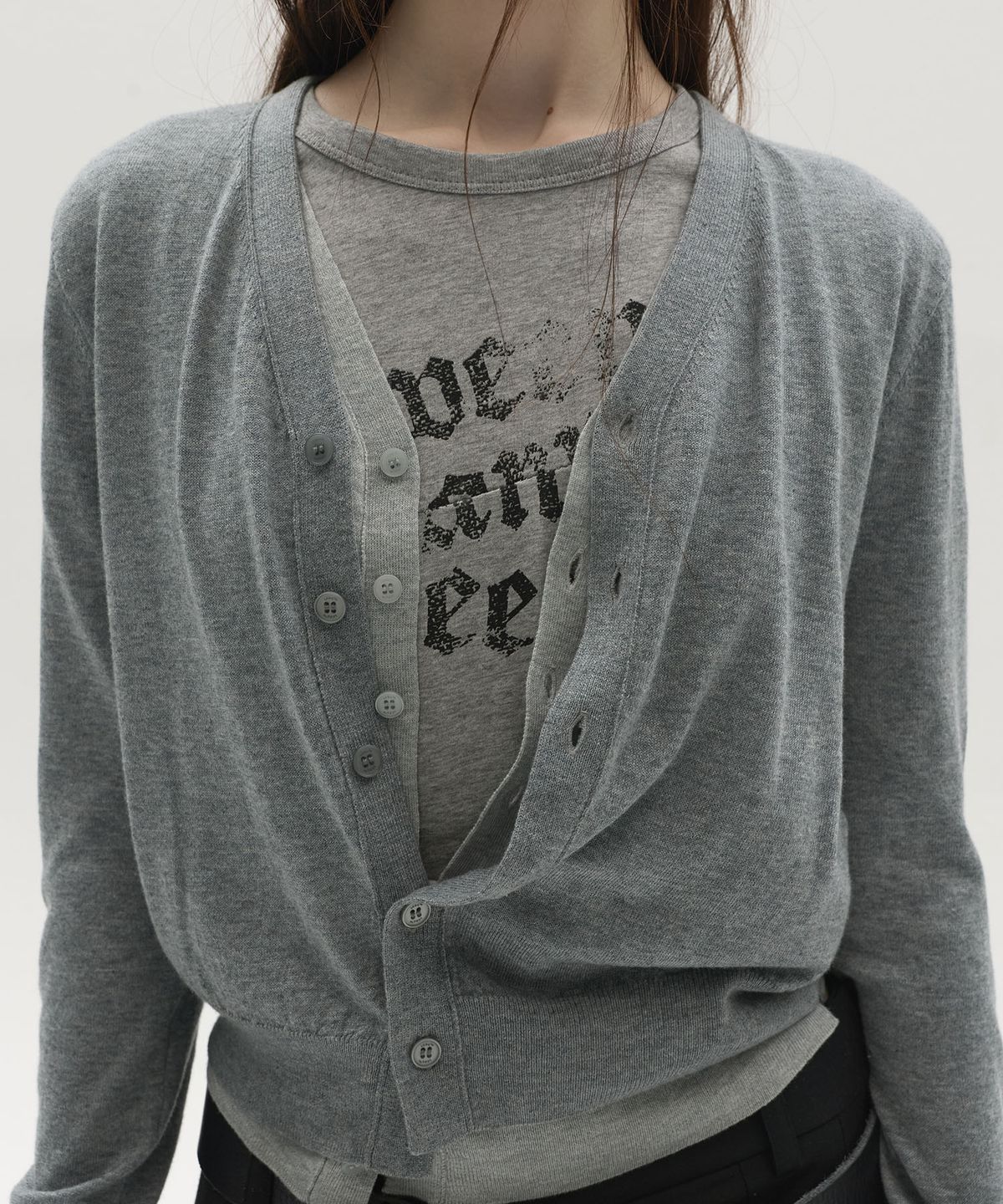 엘씨디씨티엠(LCDC™) ASYMMETRIC LAYERED CARDIGAN (GREY)