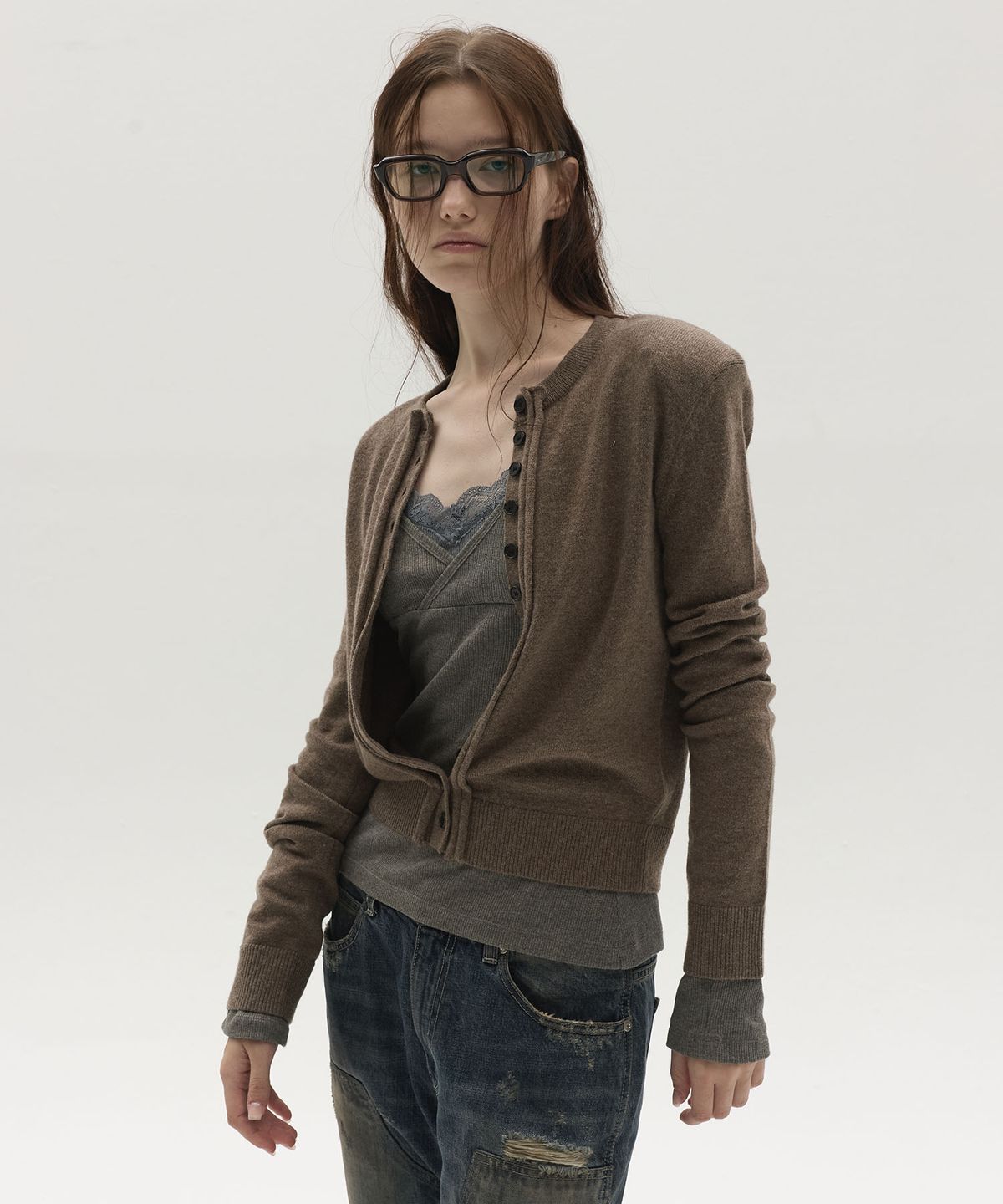엘씨디씨티엠(LCDC™) BUTTON-DETAIL CARDIGAN (BEIGE)