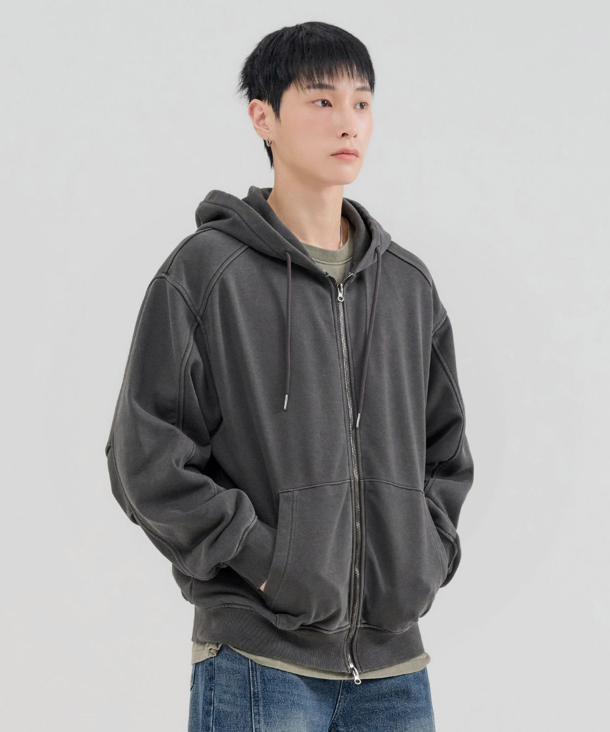 체이스컬트(CHASECULT) 남성 피그먼트 후드 집업-FERK4331B09