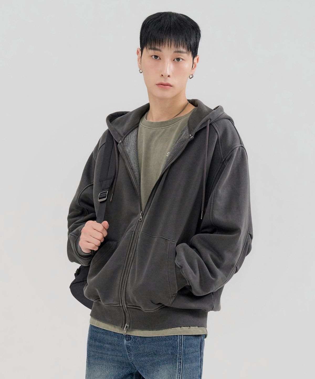 체이스컬트(CHASECULT) 남성 피그먼트 후드 집업-FERK4331B09