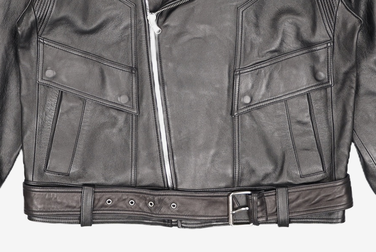 메종미네드(MAISON MINED) BLACK LEATHER LAMB RIDER JACKET S