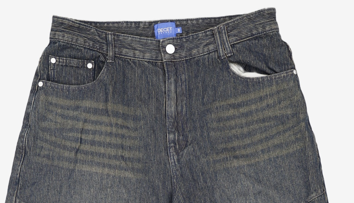 데케트(DECET) [골지데님]Balloon Wide Rib Jeans DCPT067Blue 32