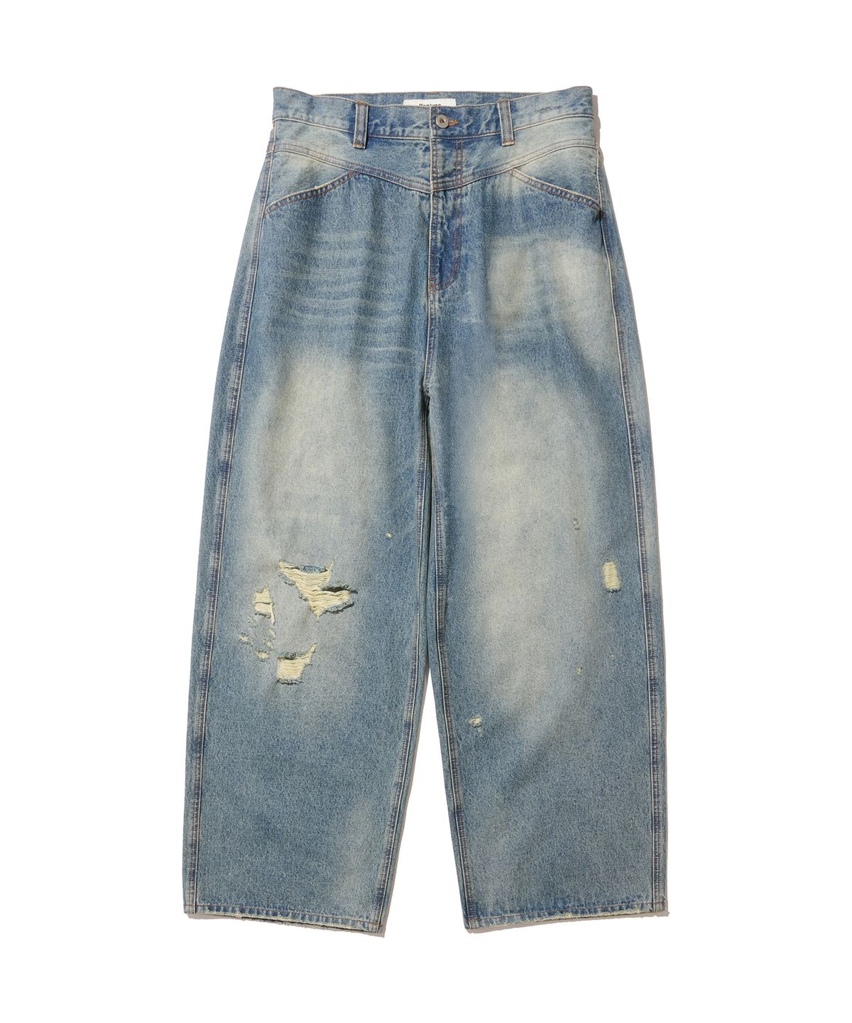 논타입(NONTYPE) FADED TRACE DISTRESSED JEANS (BLUE)