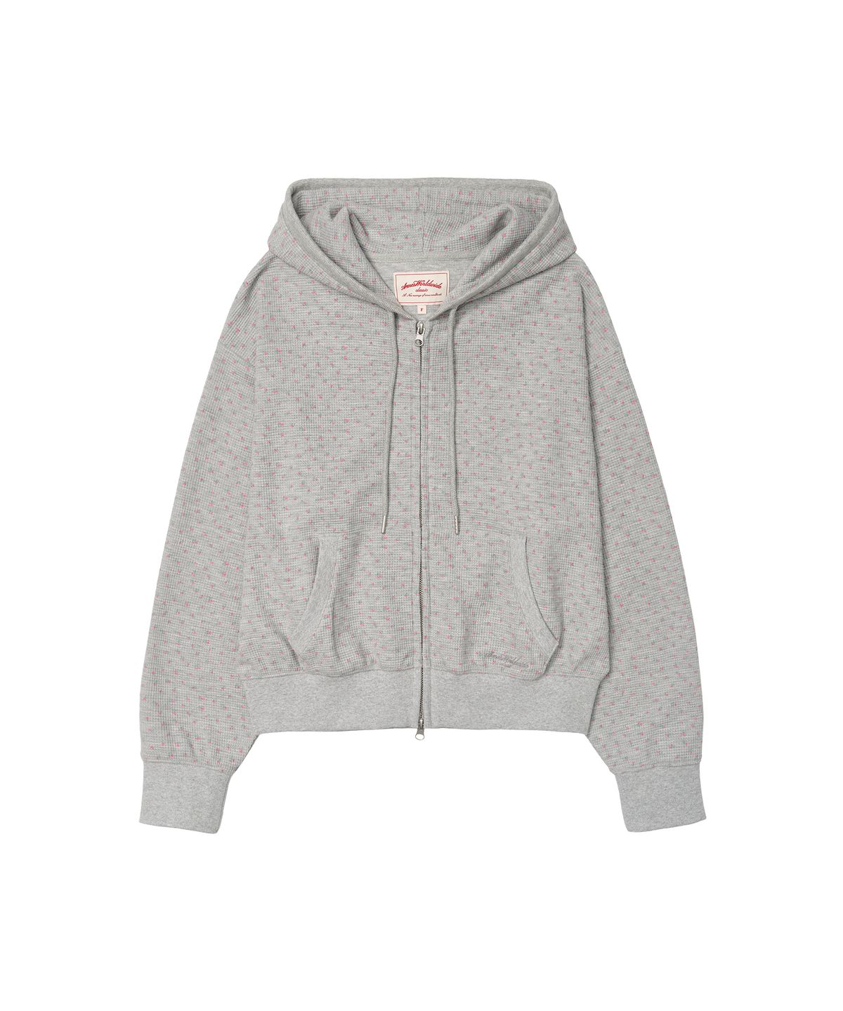 아메스 월드와이드(AMES-WORLDWIDE) CLASSIC FLOWER WAFFLE HOODIE ZIP-UP GREY