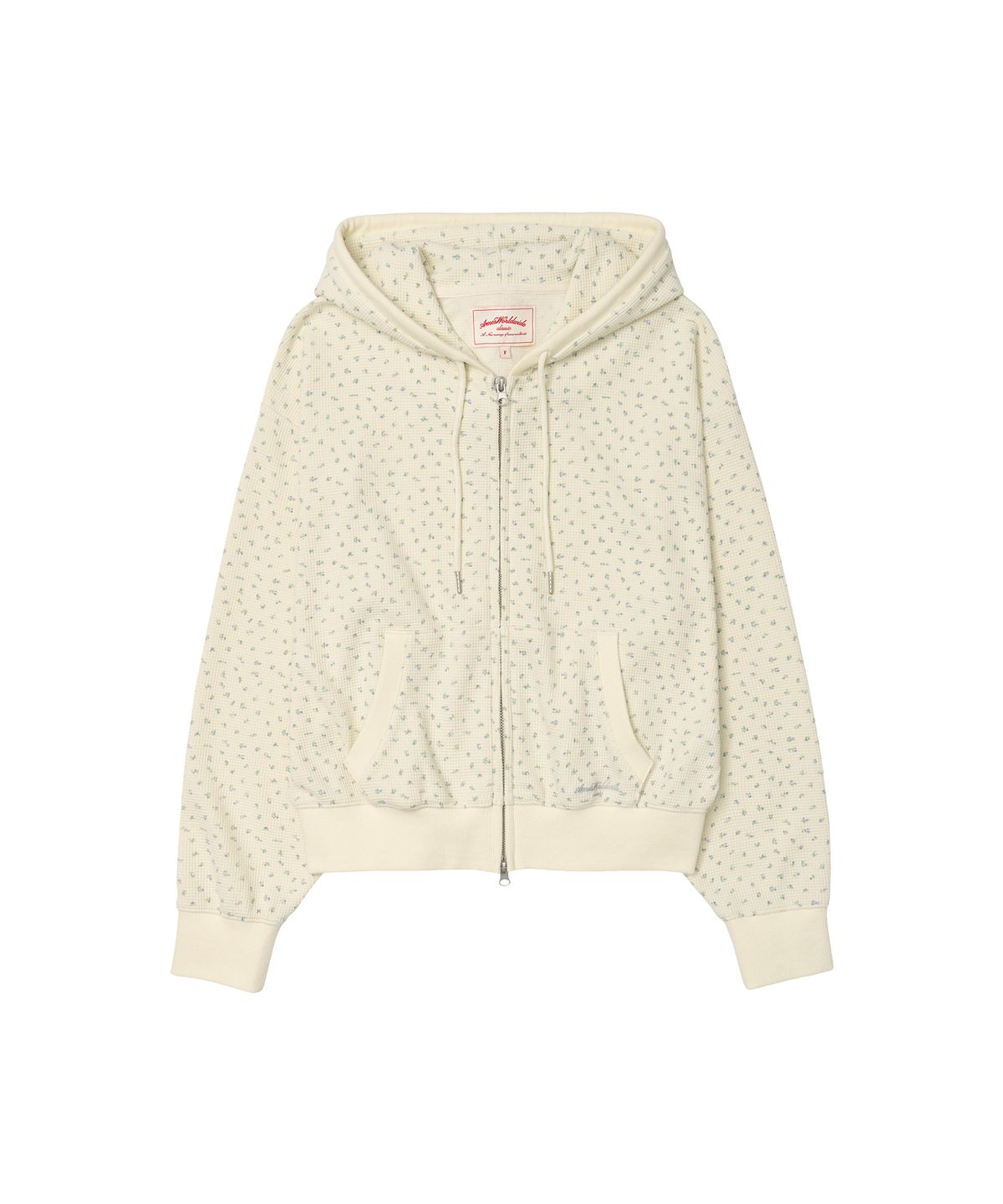 아메스 월드와이드(AMES-WORLDWIDE) CLASSIC FLOWER WAFFLE HOODIE ZIP-UP CREAM