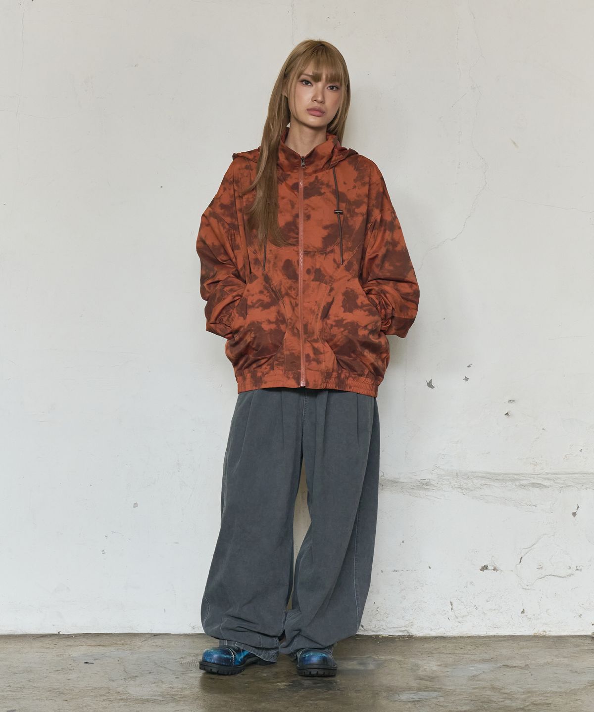논타입(NONTYPE) CLOUD HOODED ZIP WINDBREAKER (ORANGE)