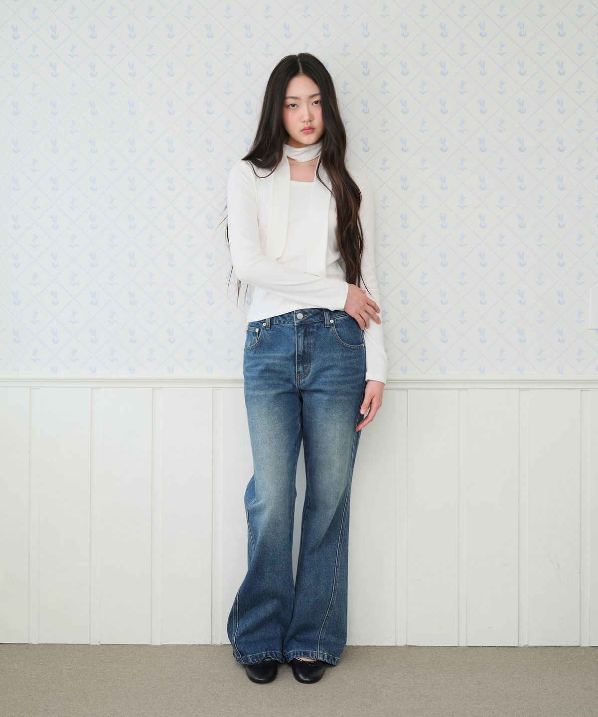 아메스 월드와이드(AMES-WORLDWIDE) CLASSIC BOOT CUT DENIM PANTS BLUE