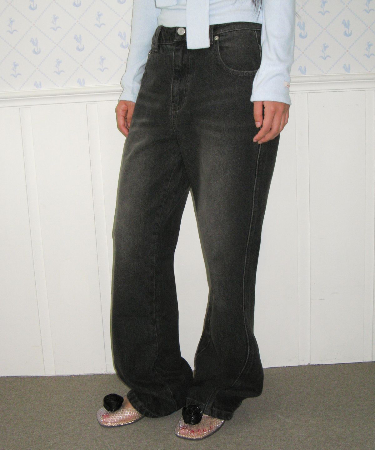 아메스 월드와이드(AMES-WORLDWIDE) CLASSIC BOOT CUT DENIM PANTS BLACK