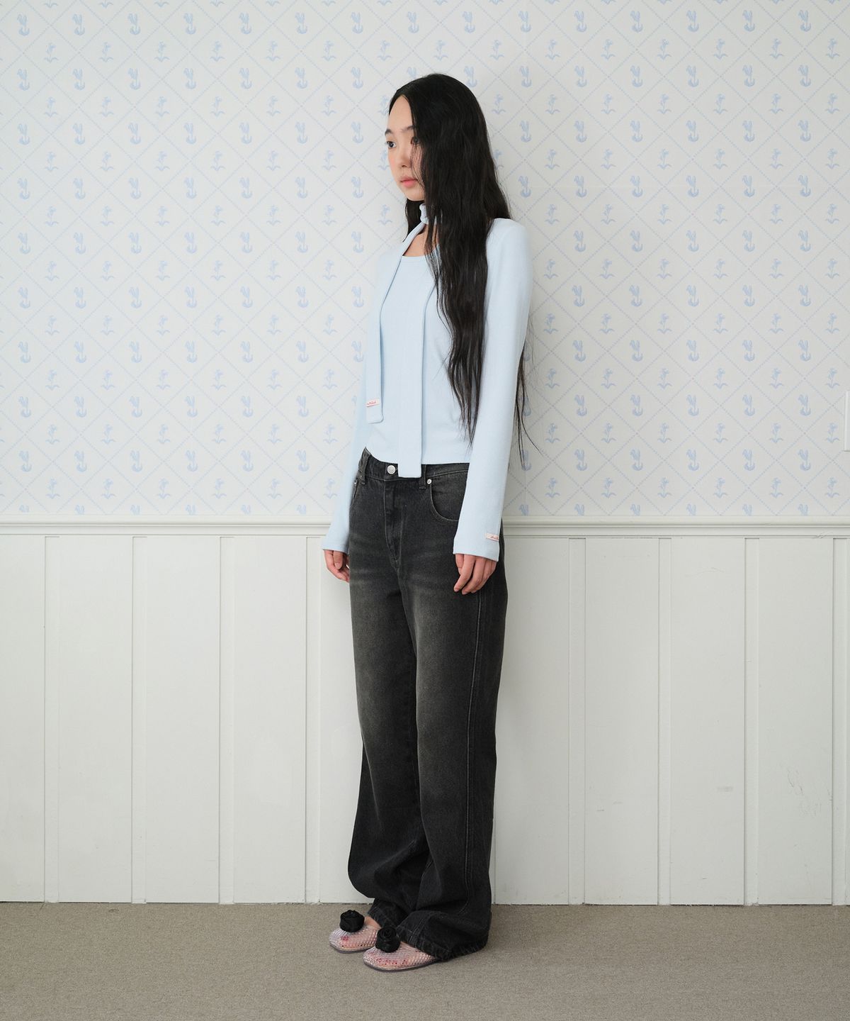 아메스 월드와이드(AMES-WORLDWIDE) CLASSIC BOOT CUT DENIM PANTS BLACK