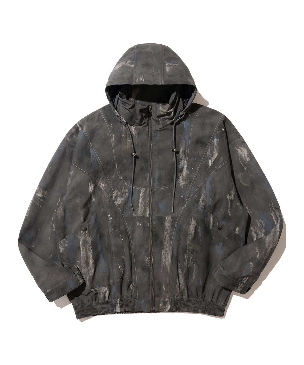 논타입(NONTYPE) PAINT SPLATTER HOODED ZIP WINDBREAKER (CHARCOAL)
