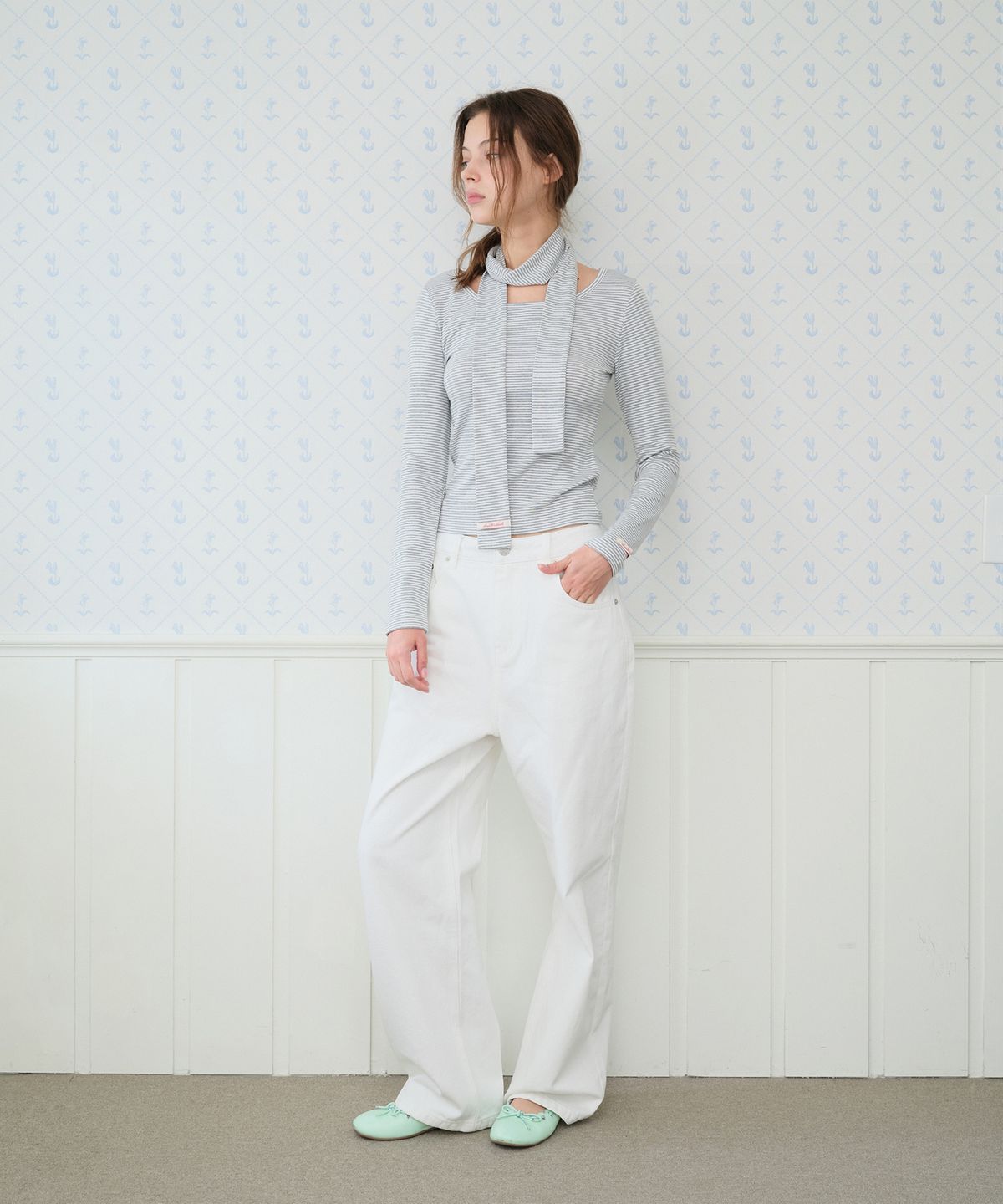 아메스 월드와이드(AMES-WORLDWIDE) CLASSIC STRAIGHT DENIM PANTS WHITE