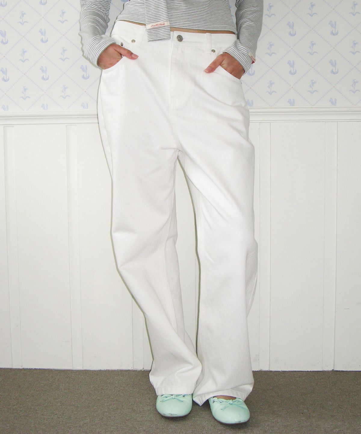 아메스 월드와이드(AMES-WORLDWIDE) CLASSIC STRAIGHT DENIM PANTS WHITE