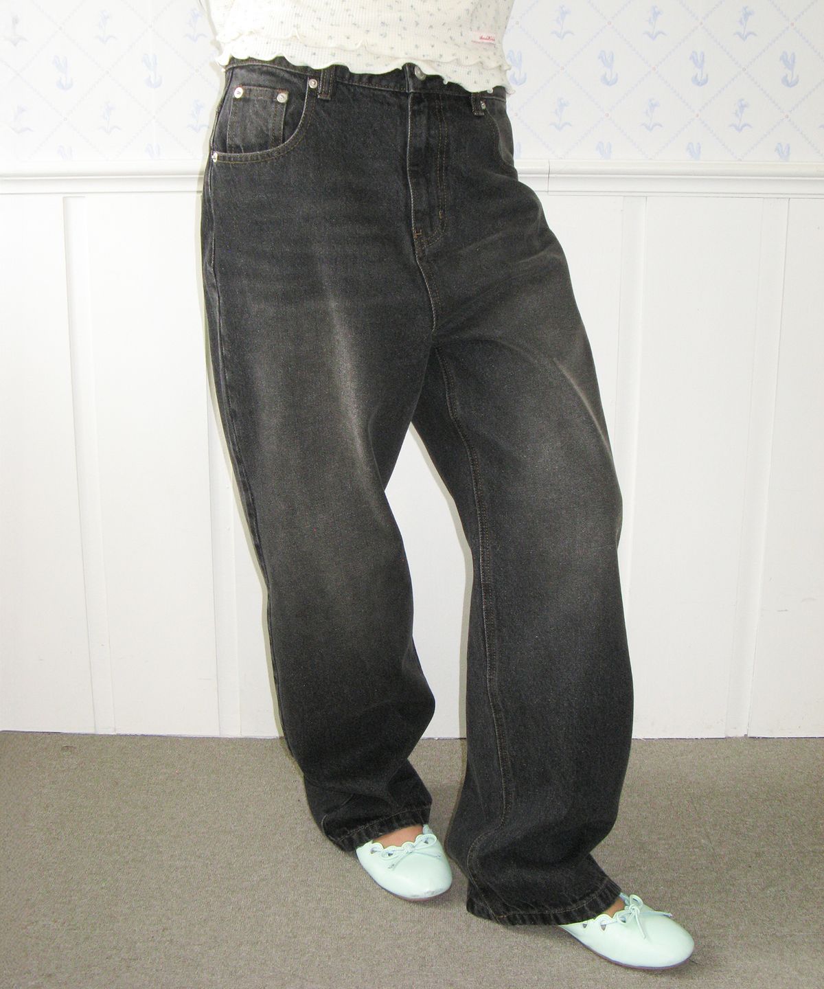 아메스 월드와이드(AMES-WORLDWIDE) CLASSIC STRAIGHT DENIM PANTS BLACK