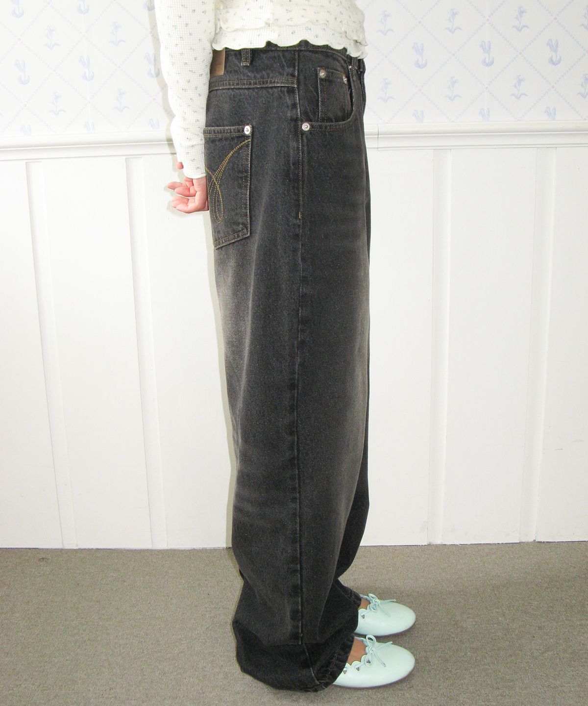 아메스 월드와이드(AMES-WORLDWIDE) CLASSIC STRAIGHT DENIM PANTS BLACK