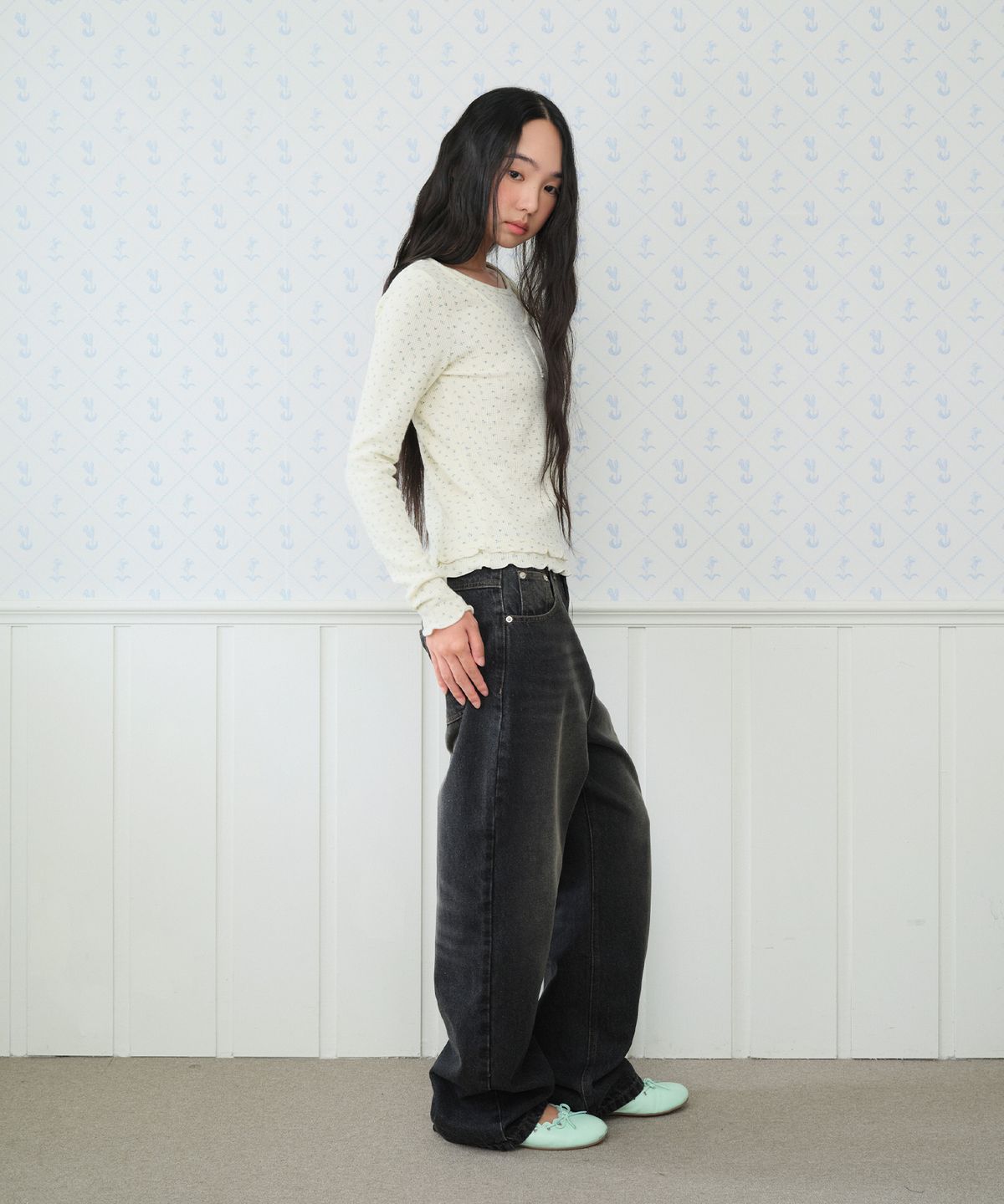 아메스 월드와이드(AMES-WORLDWIDE) CLASSIC STRAIGHT DENIM PANTS BLACK