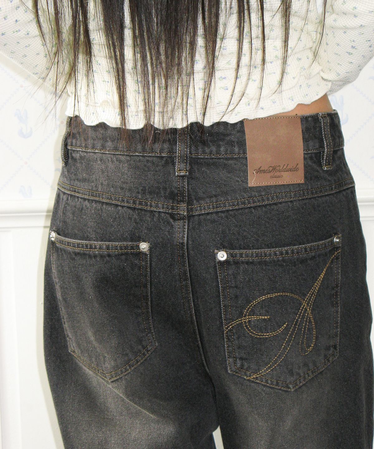 아메스 월드와이드(AMES-WORLDWIDE) CLASSIC STRAIGHT DENIM PANTS BLACK