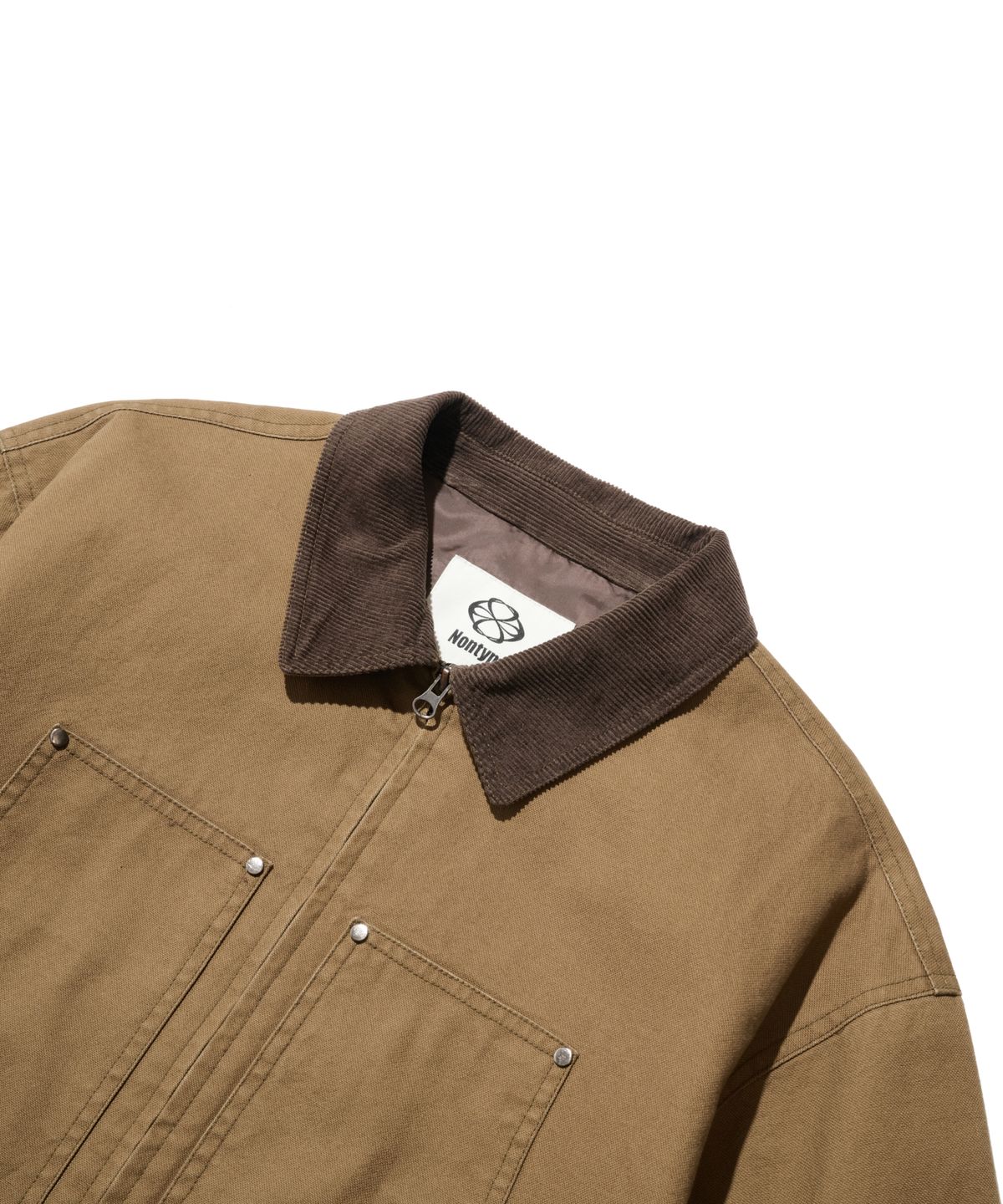 논타입(NONTYPE) CORDUROY COLLAR CANVAS WORK JACKET (BROWN)