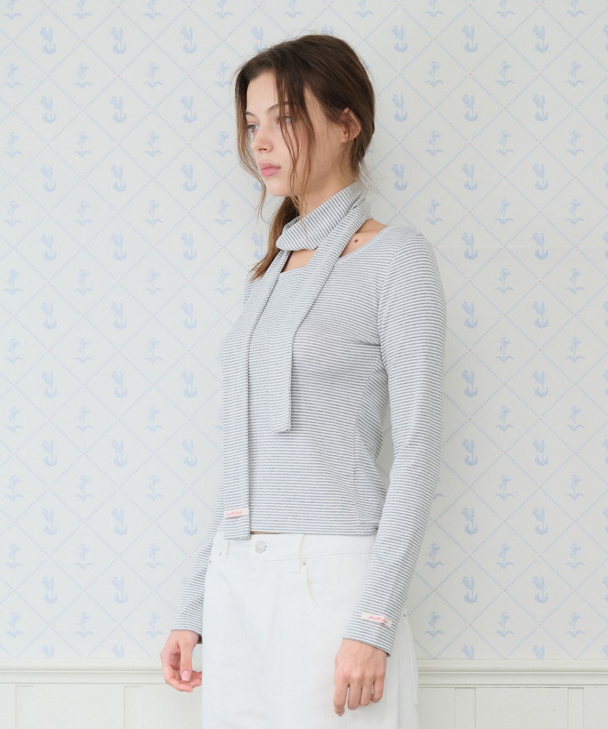 아메스 월드와이드(AMES-WORLDWIDE) CLASSIC SCARF LS TEE GREY