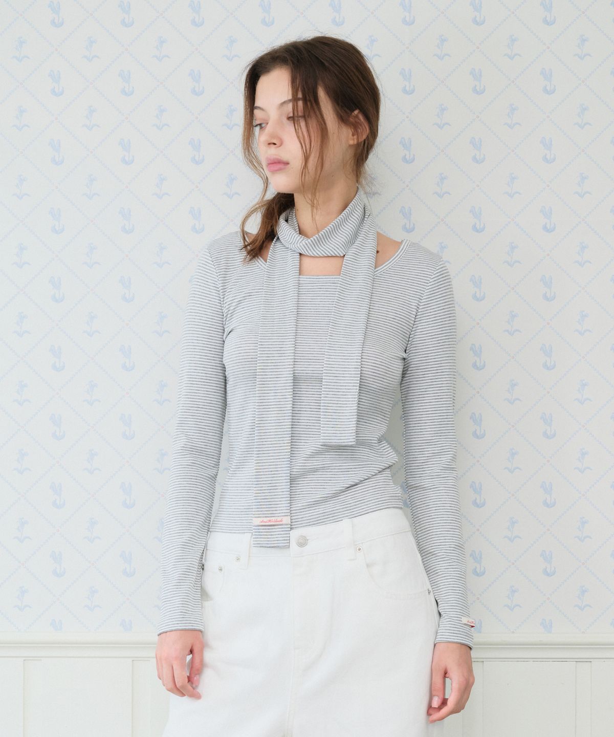 아메스 월드와이드(AMES-WORLDWIDE) CLASSIC SCARF LS TEE GREY