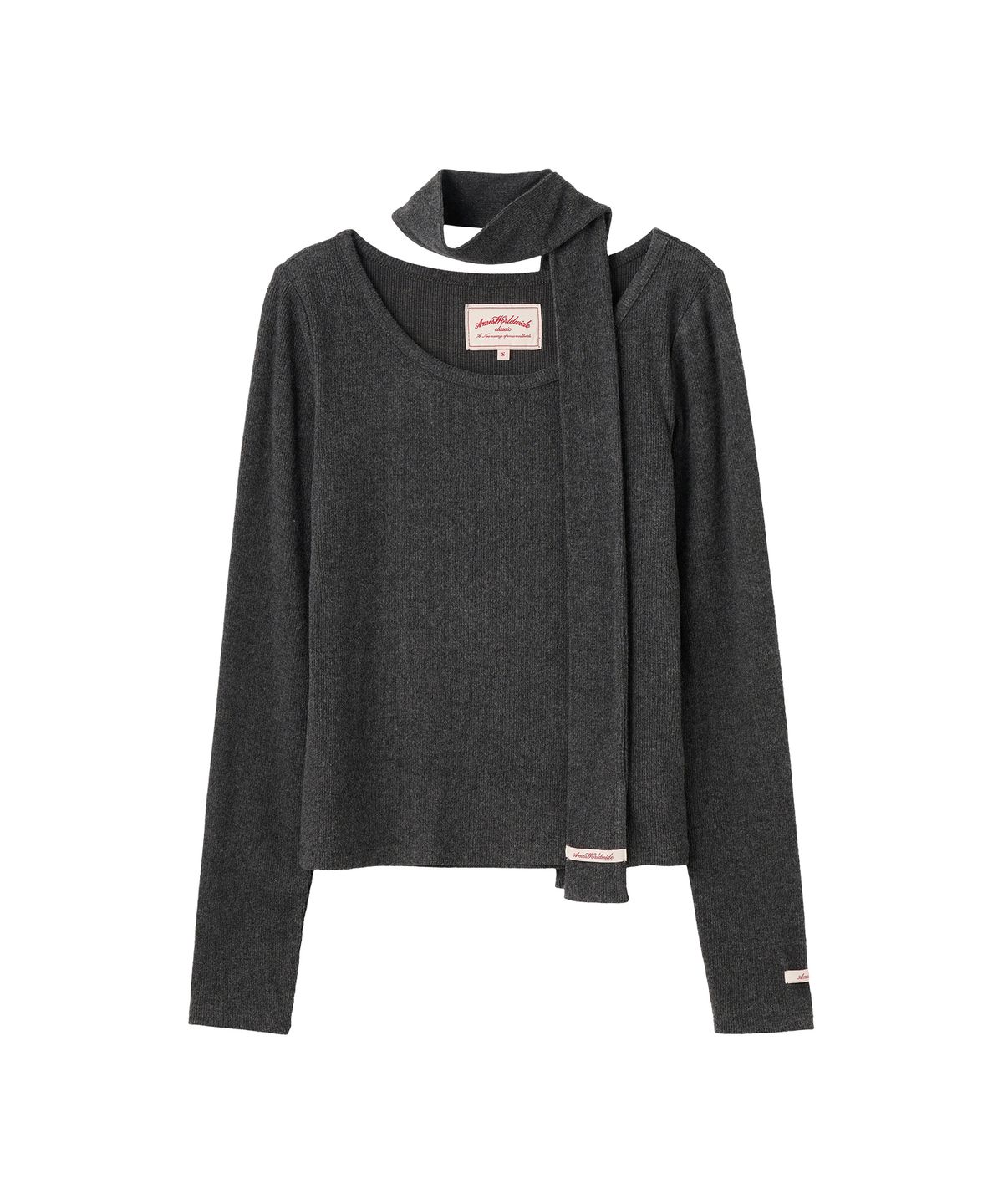 아메스 월드와이드(AMES-WORLDWIDE) CLASSIC SCARF LS TEE CHARCOAL
