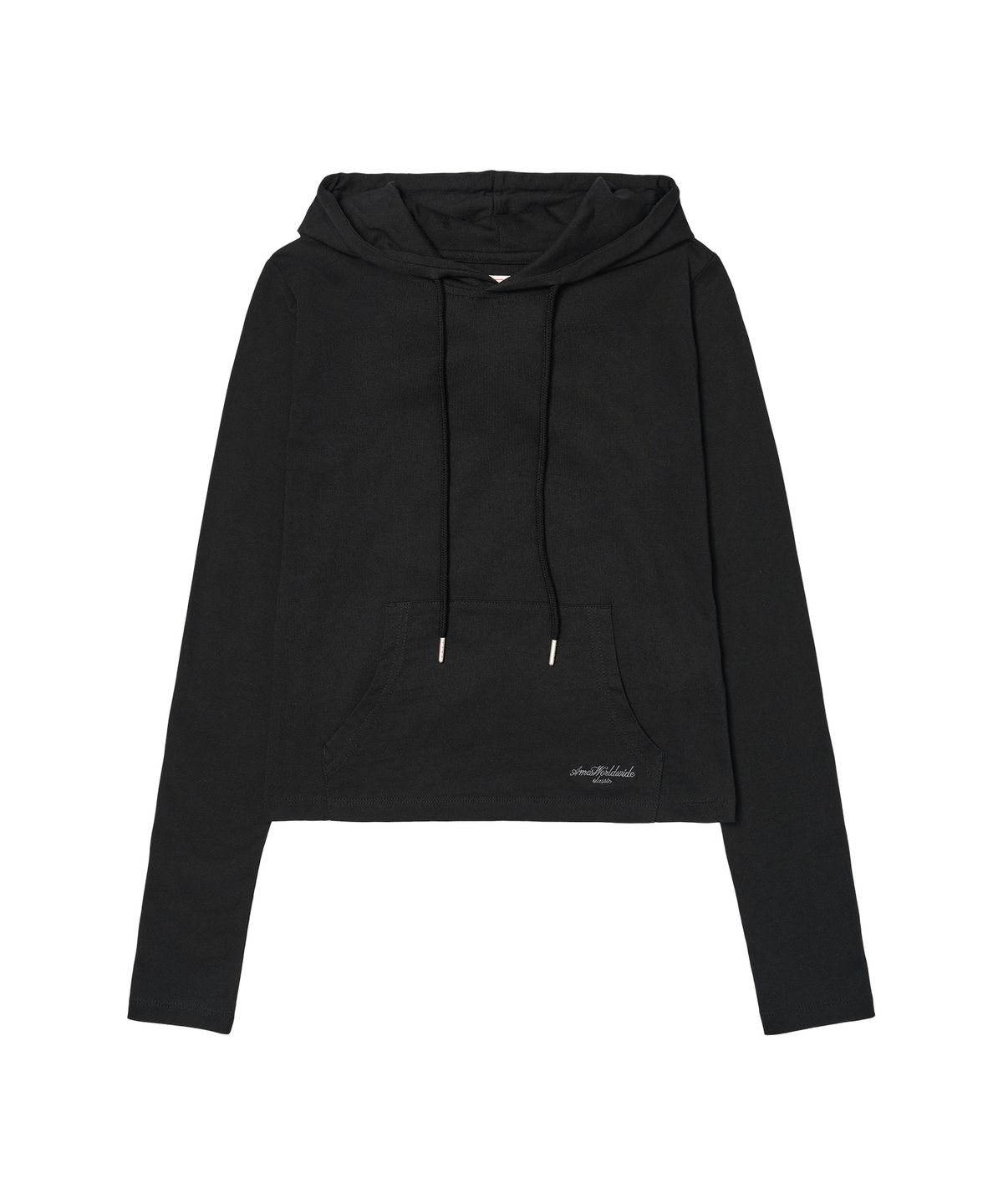 아메스 월드와이드(AMES-WORLDWIDE) CLASSIC CROP HOODIE LS TEE BLACK
