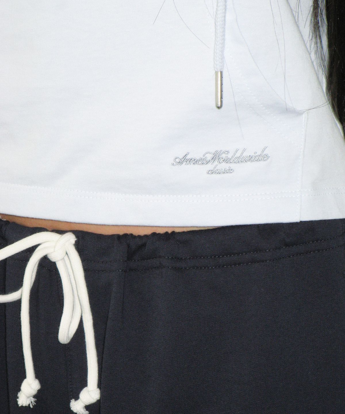 아메스 월드와이드(AMES-WORLDWIDE) CLASSIC CROP HOODIE LS TEE SKY BLUE