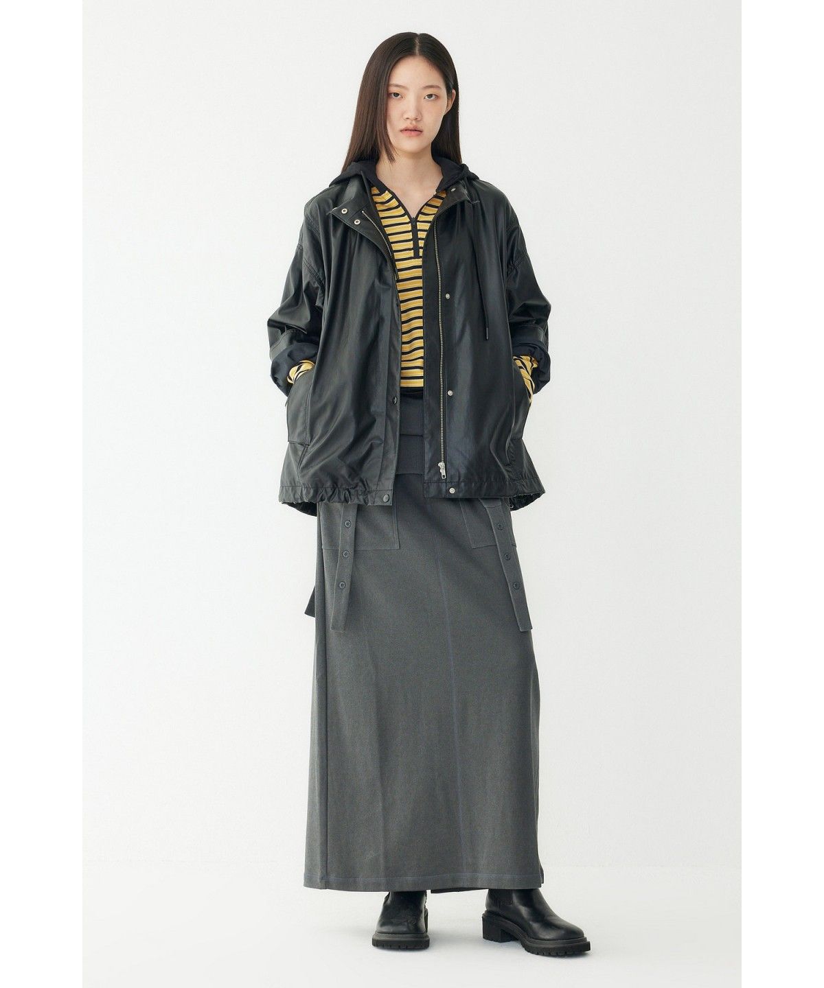 스튜디오 톰보이(STUDIO TOMBOY) 하이넥 신세틱 레더 점퍼_블랙 9176361971