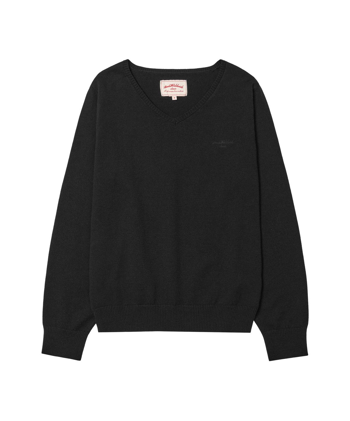 아메스 월드와이드(AMES-WORLDWIDE) CLASSIC REGULAR V NECK KNIT BLACK