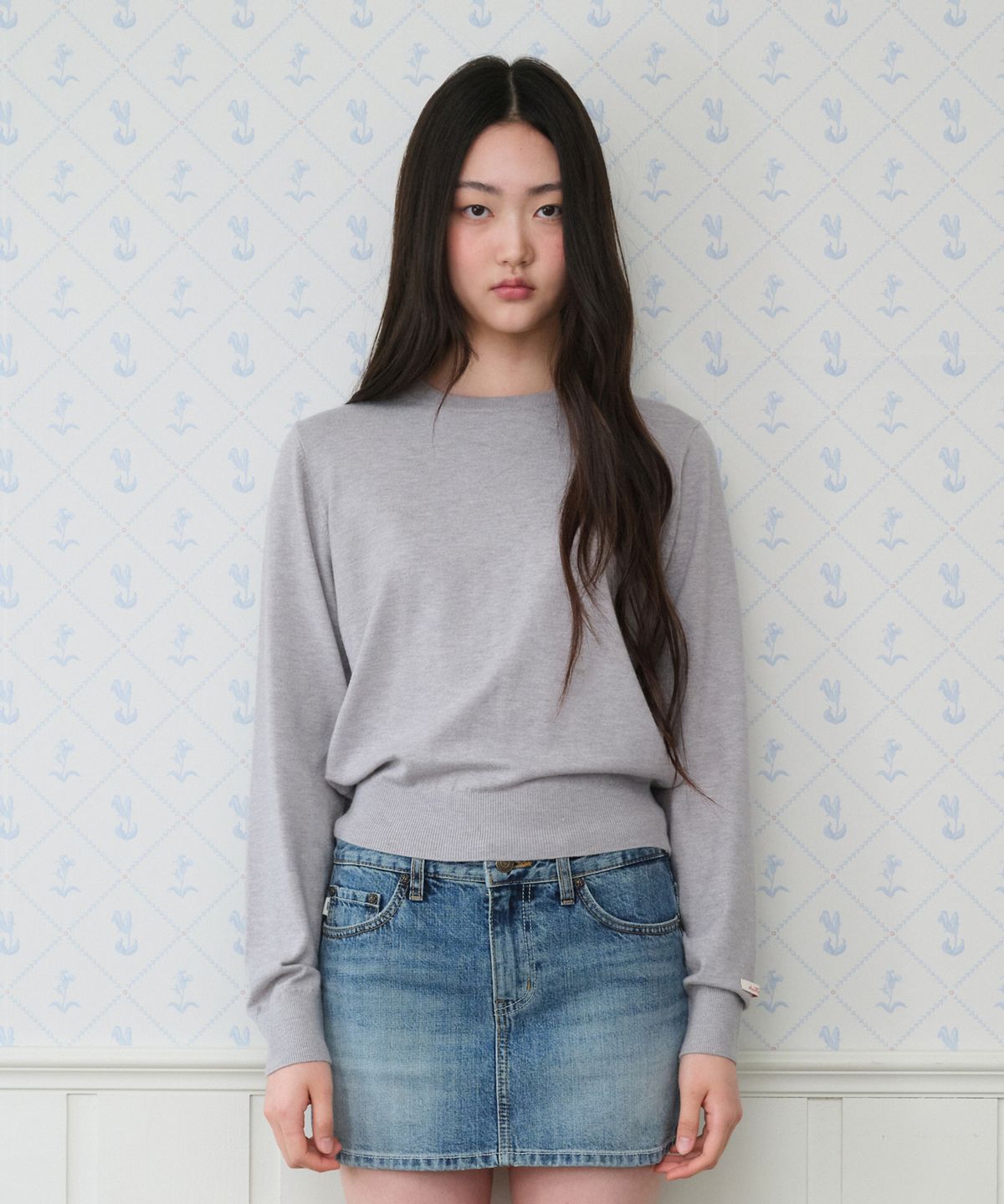 아메스 월드와이드(AMES-WORLDWIDE) CLASSIC REGULAR U NECK KNIT GREY