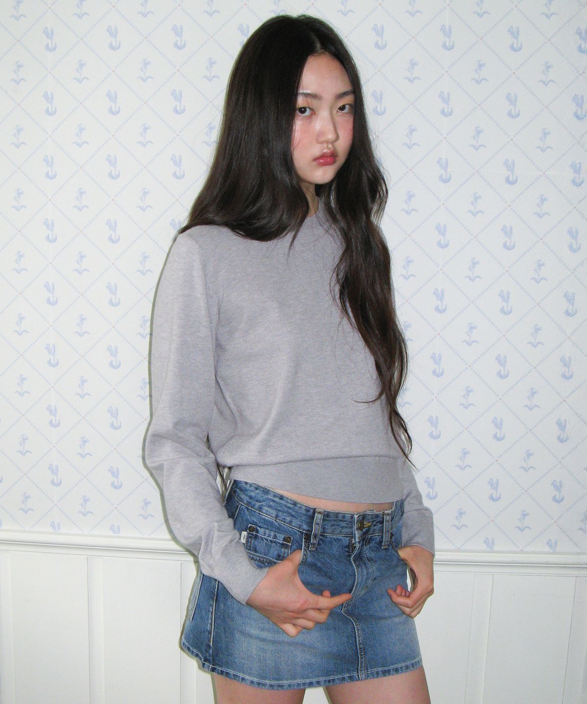 아메스 월드와이드(AMES-WORLDWIDE) CLASSIC REGULAR U NECK KNIT GREY