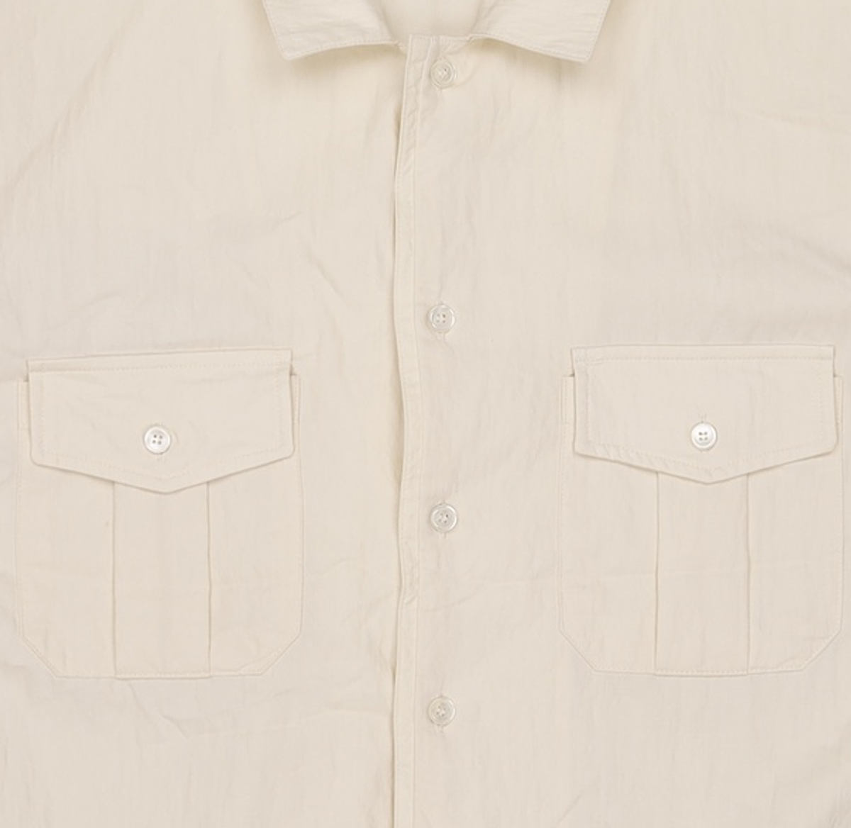 아우브아워(AUBOUR) wrinkled lapel shirts (ivory) L