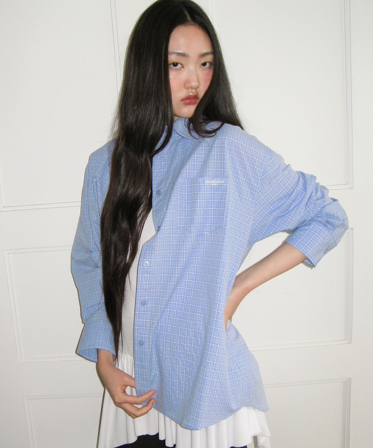 아메스 월드와이드(AMES-WORLDWIDE) CLASSIC BOYFRIEND SHIRTS BLUE