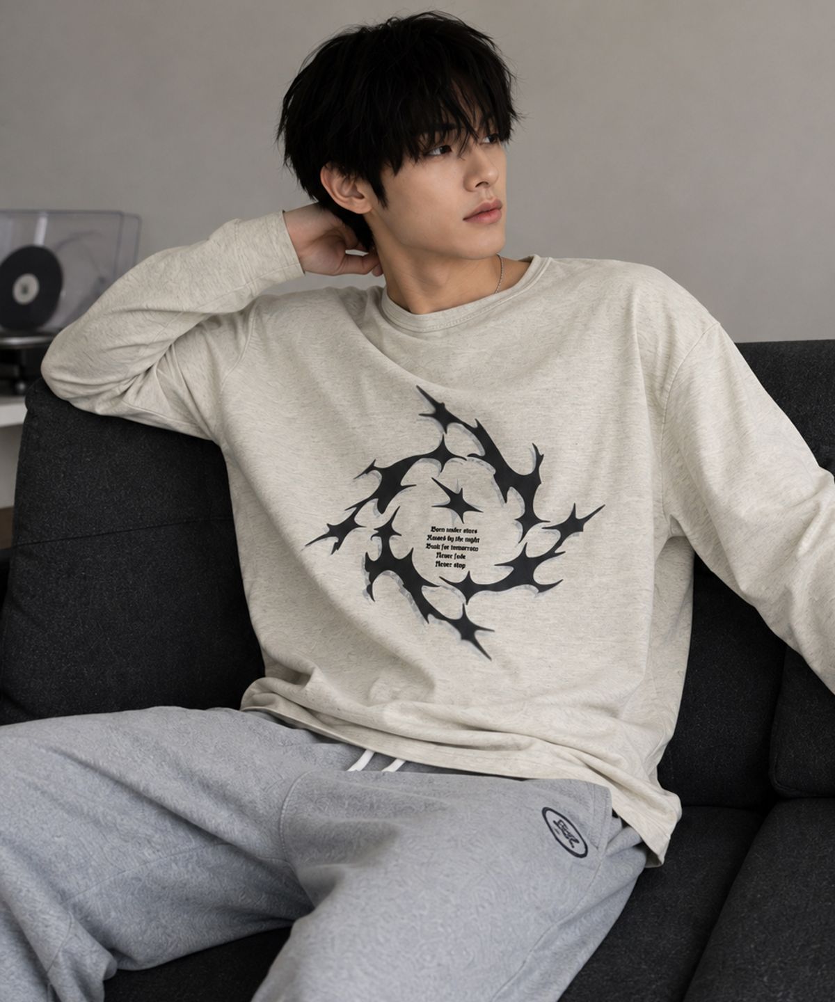 도톤(DOTON) THORN HALO LONG SLEEVE (White melange)