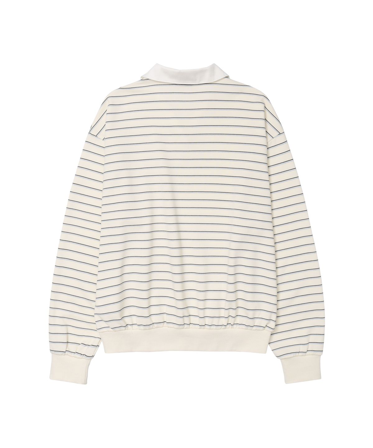 아메스 월드와이드(AMES-WORLDWIDE) V NECK COLLAR STRIPE SWEATSHIRT IVORY