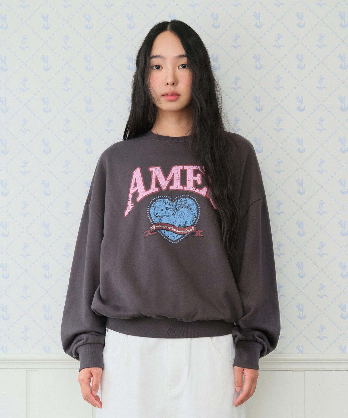 아메스 월드와이드(AMES-WORLDWIDE) ANGEL LOVE SWEATSHIRT CHARCOAL