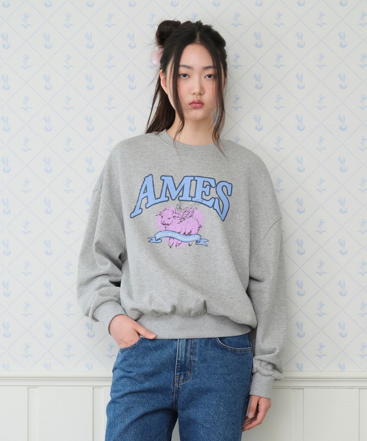 아메스 월드와이드(AMES-WORLDWIDE) ANGEL LOVE SWEATSHIRT GREY