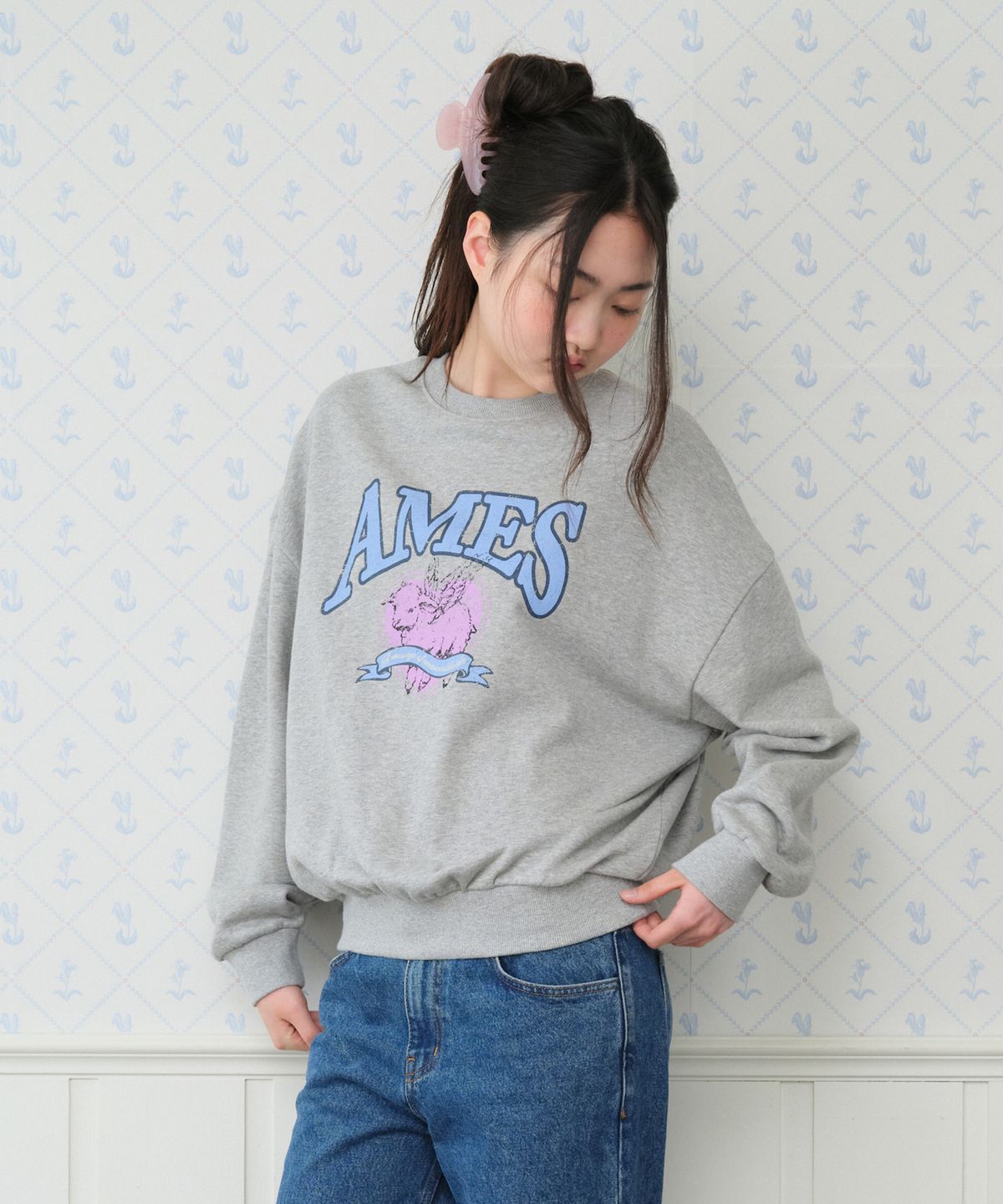 아메스 월드와이드(AMES-WORLDWIDE) ANGEL LOVE SWEATSHIRT GREY