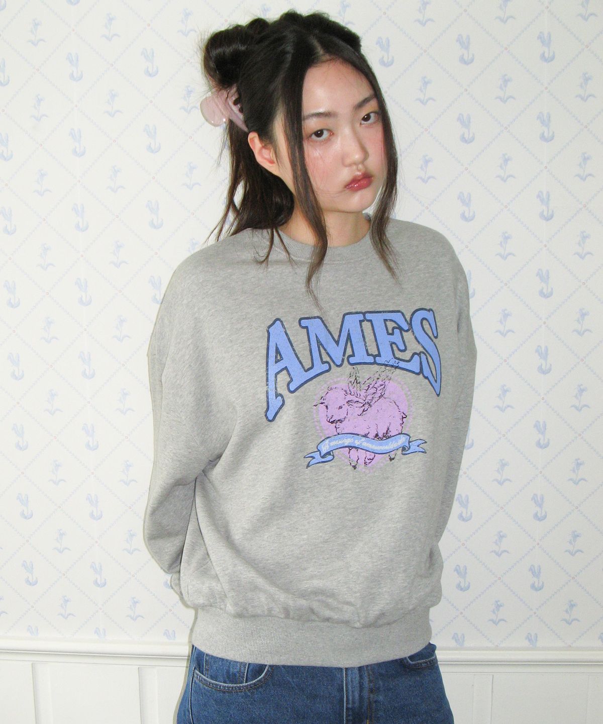 아메스 월드와이드(AMES-WORLDWIDE) ANGEL LOVE SWEATSHIRT GREY