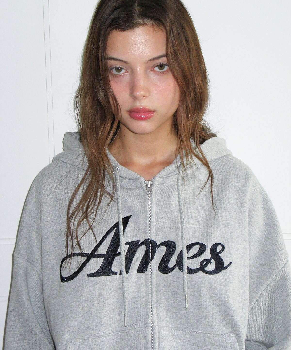 아메스 월드와이드(AMES-WORLDWIDE) STANDARD LOGO HOODIE ZIP-UP GREY