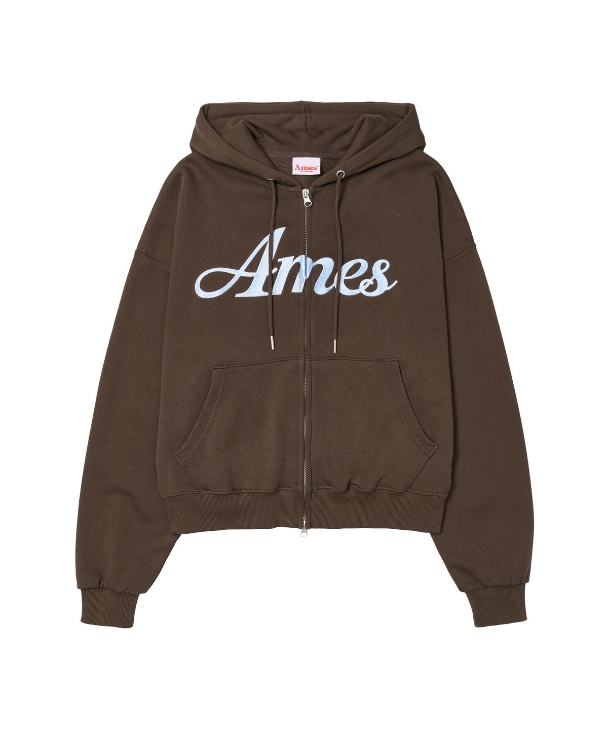 아메스 월드와이드(AMES-WORLDWIDE) STANDARD LOGO HOODIE ZIP-UP BROWN