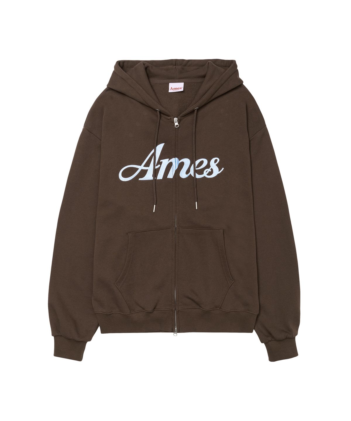아메스 월드와이드(AMES-WORLDWIDE) STANDARD LOGO HOODIE ZIP-UP BROWN