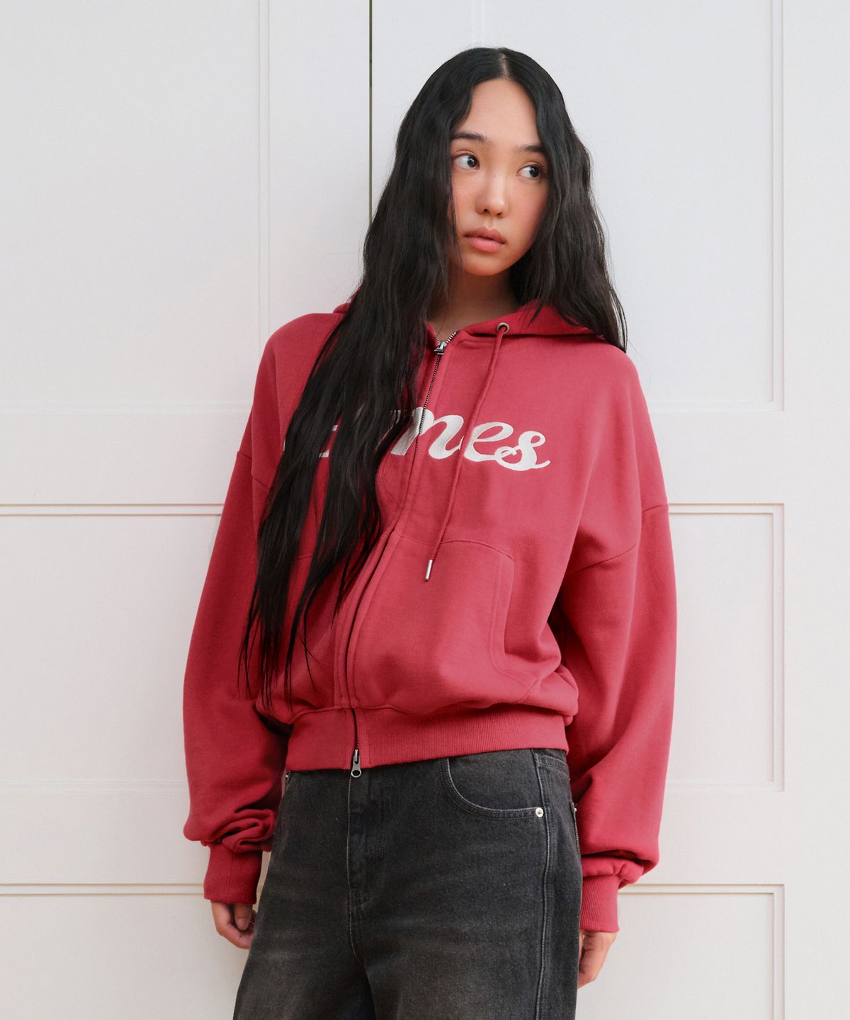 아메스 월드와이드(AMES-WORLDWIDE) STANDARD LOGO HOODIE ZIP-UP RED