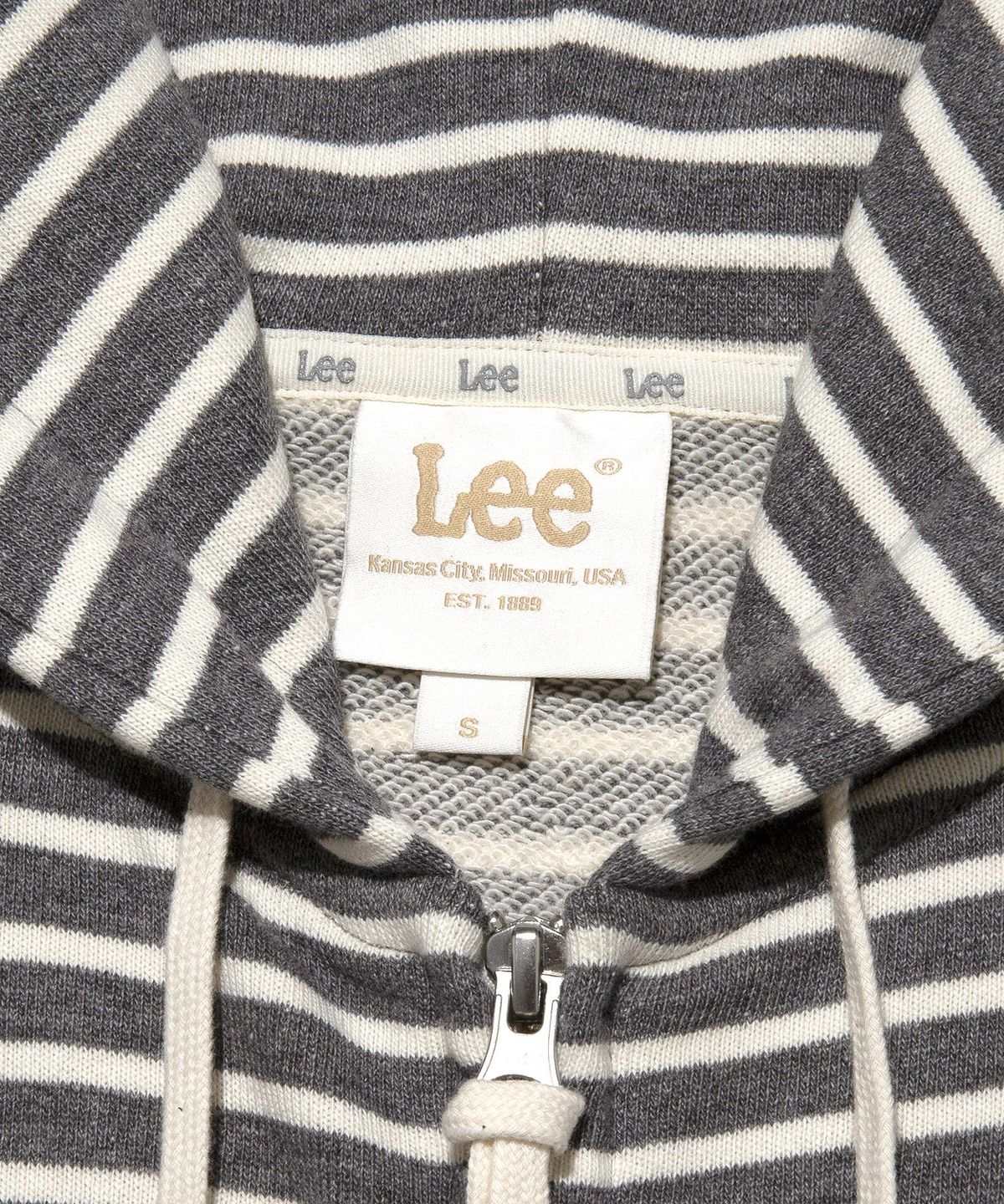 리(LEE) 우먼 스트라이프 후드 집업 그레이
