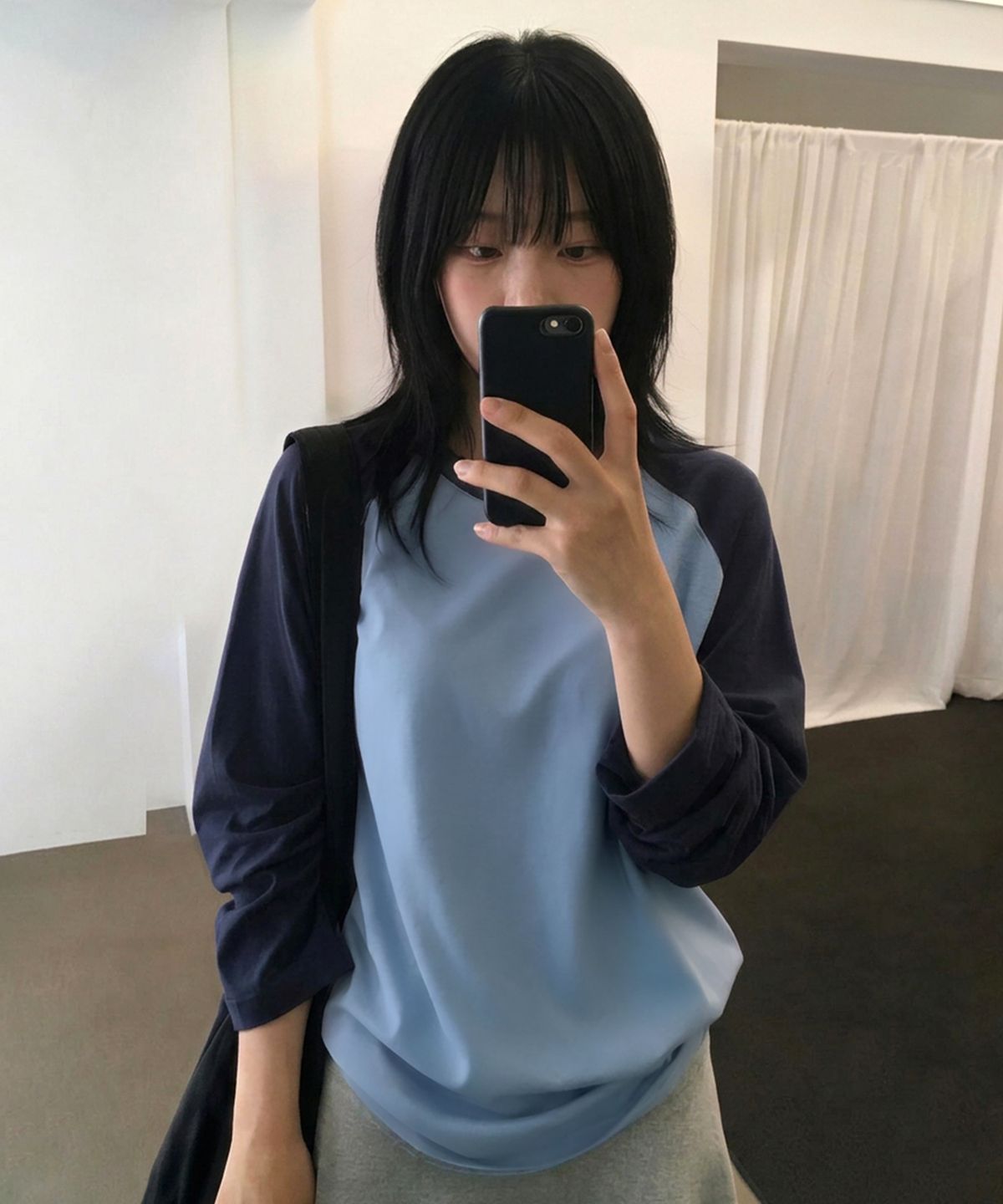 브렌슨(BRENSON) 피치드 레글런 롱슬리브 ( 인디고/블랙 )